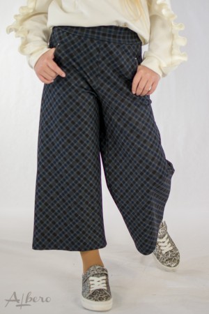 Брюки широкие в клетку трикотажные Артикул:4045