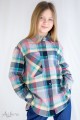 Рубашка оверсайз клетчатая (серый, зеленый, бежевый) Артикул:5100
