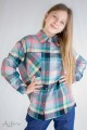 Рубашка оверсайз клетчатая (серый, зеленый, бежевый) Артикул:5100