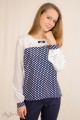 Блуза котрастная с кокеткой и брошью Артикул:5024-B
