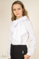 Блуза с двойной стойкой, защипами по горловине и съемным бантом Артикул:5028