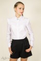 Блуза с кокеткой, круглым воротником и брошью Артикул:5035