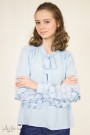 Блуза шифоновая с цветами на рукавах голубая Артикул:5057