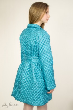 Пальто демисезонное бирюзовое на кнопках Артикул:7020