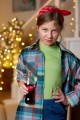 Рубашка оверсайз клетчатая (серый, зеленый, бежевый) Артикул:5100